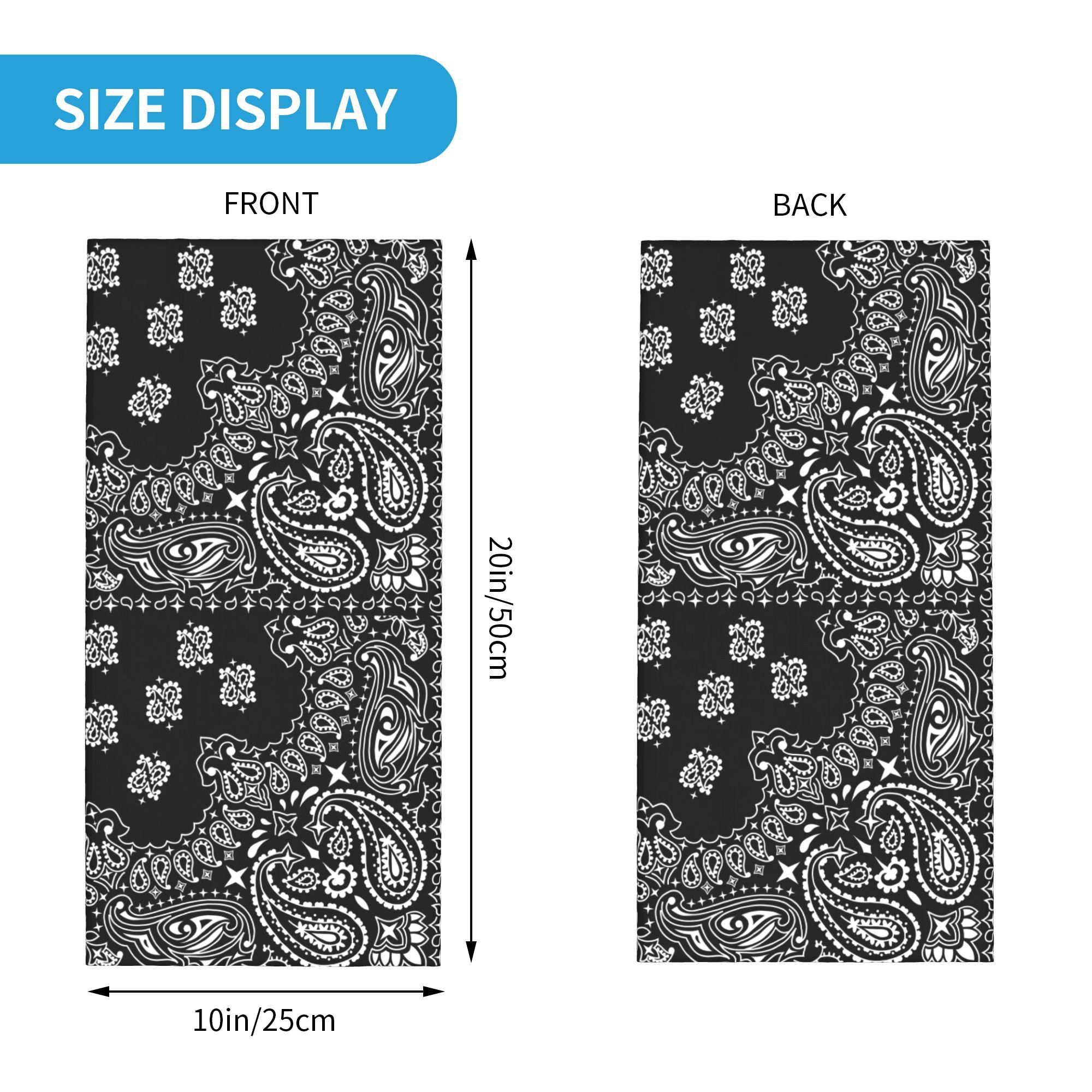 Kustom Hitam dan Putih Paisley - Bandana Blank White ulasan dan harga